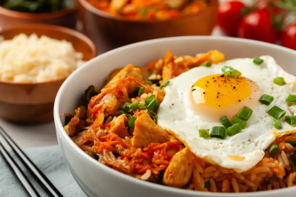 Kimchi & brown rice bowl with egg