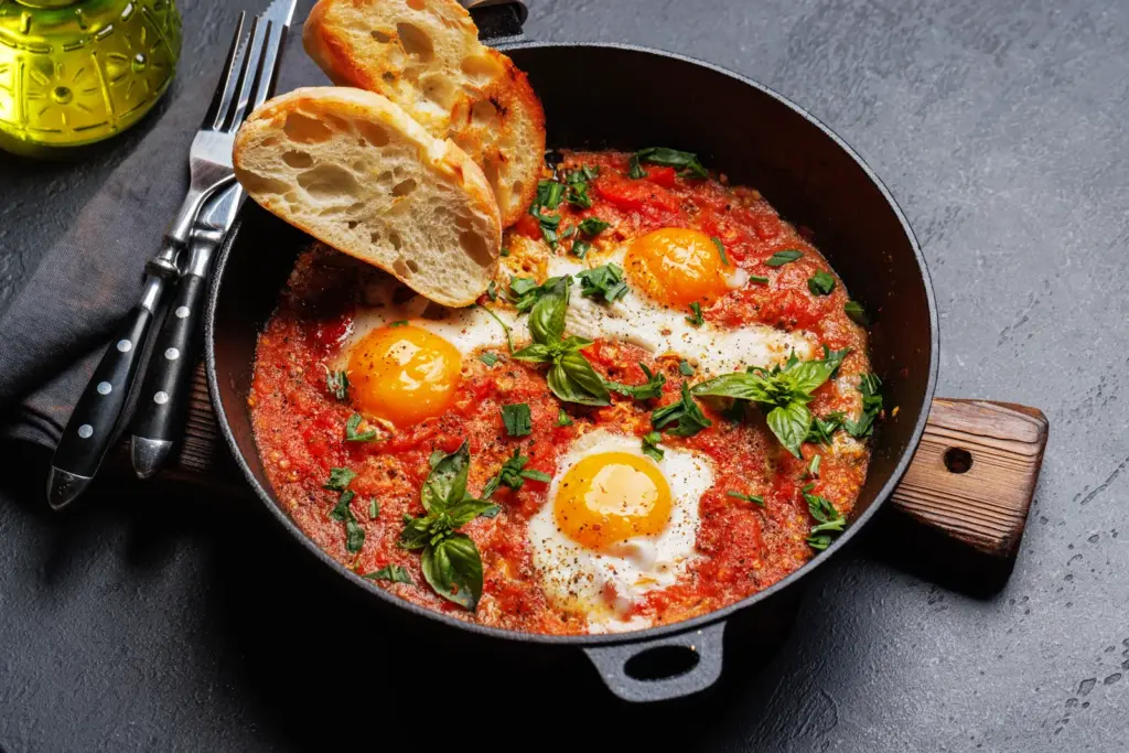 Shakshuka (eggs in spiced tomato)